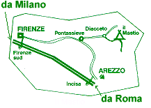 mappa schematica per raggiungere il campeggio Mastio Firenze Toscana Vallombrosa